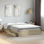 vidaXL Cadre de lit avec tiroirs sans matelas chêne sonoma 160x200 cm