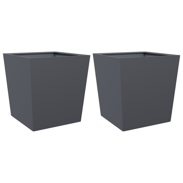 vidaXL Jardinières 2 Pièces anthracite 50x50x50 cm acier