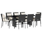 vidaXL Ensemble à manger de jardin 9Pièces coussins noir résine tressée