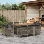 vidaXL Ensemble à manger de jardin 11Pièces avec coussins gris poly rotin