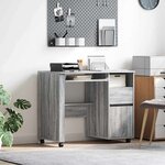 vidaXL Bureau avec roulettes Gris 91 x 50 x 77 cm Bois d'ingénierie