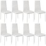 Lot de 8 chaises siège de salon cuisine salle à manger design carré élégant blanc 08_0000144