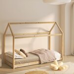 Lit Zoey cabane naturel + matelas