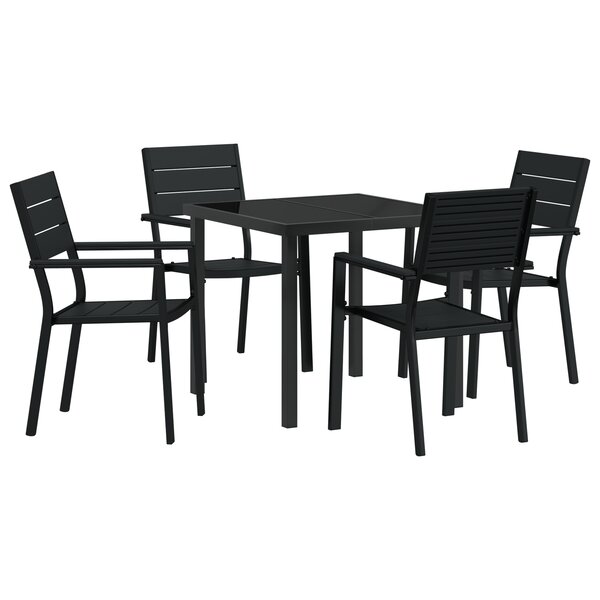 vidaXL Ensemble de Salle à Manger de Jardin Noir HDPE