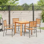 Ensemble de salle à manger de jardin 5 pièces vidaXL Gris Poly Rattan Acacia