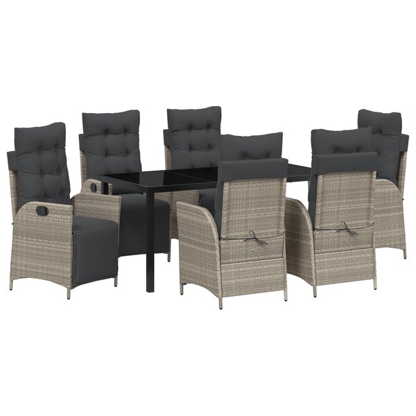 vidaXL Set de jardin 7 pièces gris clair poly rattan