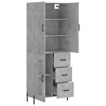 vidaXL Buffet haut Gris béton 69 5x34x180 cm Bois d'ingénierie
