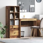 vidaXL Bureau avec tiroir avec étagère avec stockage 2 Pièces Bois ancien