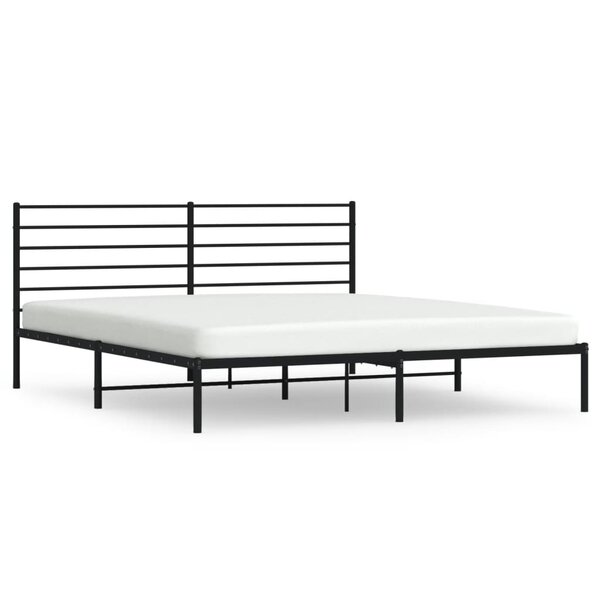 vidaXL Cadre de lit métal avec tête de lit noir 200x200 cm
