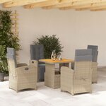 vidaXL Ensemble à manger de jardin avec coussins 5Pièces Beige poly rotin