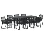 vidaXL Ensemble de salle à manger de jardin 9 pièces noir en Rattan poly
