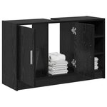 vidaXL Cabinet de salle de bain avec porte Chêne noir 90 x 29 x 55 cm