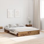 vidaXL Cadre de lit avec rangement Bois ancien 135 x 190 cm