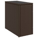 vidaXL Table d'appoint de jardin avec dessus en verre marron rotin