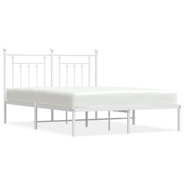 vidaXL Cadre de lit métal sans matelas et tête de lit blanc 150x200 cm