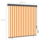 vidaXL Store roulant d'extérieur 160x250 cm Blanc et orange