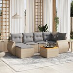 vidaXL Salon de jardin avec coussins 7 Pièces beige résine tressée