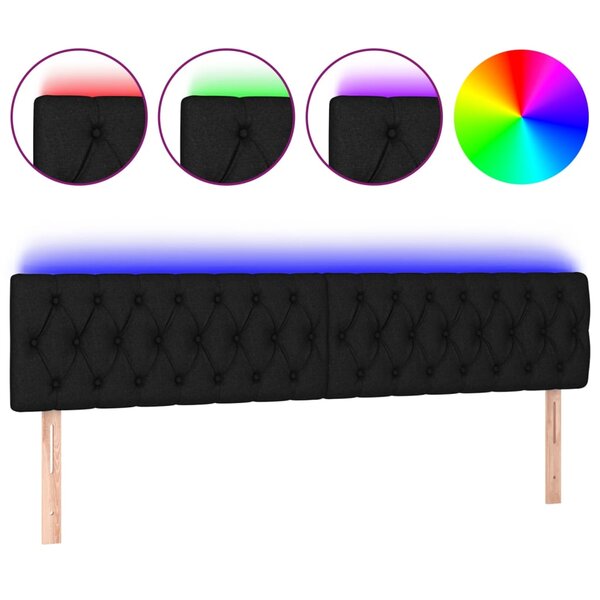 vidaXL Tête de lit à LED Noir 180x7x78/88 cm Tissu