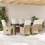 vidaXL Ensemble de jardin 7 pièces avec coussins Beige Poly Rattan