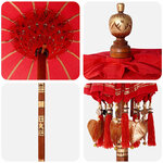Parasol avec Base Rouge  brun 250 cm Coton  bois