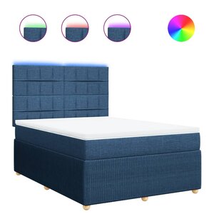 vidaXL Sommier à lattes de lit avec matelas Bleu 140x190 cm Tissu