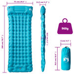 vidaXL Matelas de camping autogonflant avec oreiller 1 personne bleu