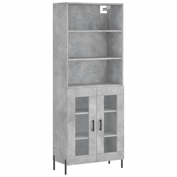 vidaXL Buffet haut Gris béton 69 5x34x180 cm Bois d'ingénierie