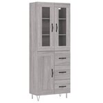 vidaXL Buffet haut Sonoma gris 69 5x34x180 cm Bois d'ingénierie
