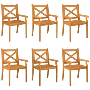 vidaXL Chaises à manger d'extérieur lot de 6 Bois d'acacia massif
