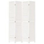 vidaXL Cloison de séparation 4 panneaux blanc bois de paulownia massif