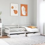vidaXL Lit de jour et tiroirs sans matelas blanc 90x200 cm bois massif