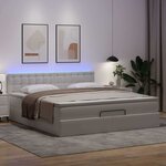 vidaXL Lit ottoman avec matelas & LED blanc pur 180x200cm similicuir