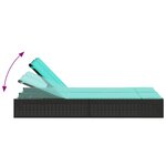 vidaXL Chaise longue double avec coussins noir résine tressée