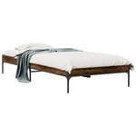 vidaXL Cadre de lit chêne fumé 100x200 cm bois d'ingénierie et métal