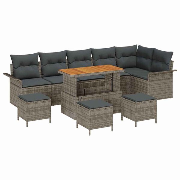 vidaXL Ensemble de canapé de jardin avec coussin 10 Pièces Gris