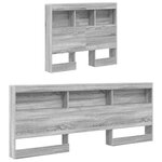 vidaXL Lit bibliothèque Gris Sonoma 90x190 cm en bois d'ingénierie