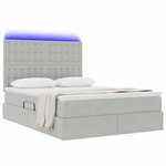 vidaXL Lit de rangement LED avec matelas Gris clair 140 x 190 cm