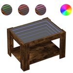 vidaXL Table basse avec LED chêne fumé 73x53x45 cm bois d'ingénierie