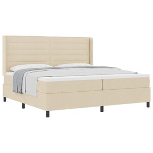 vidaXL Lit à ressorts avec matelas Crème 200 x 200 cm tissu