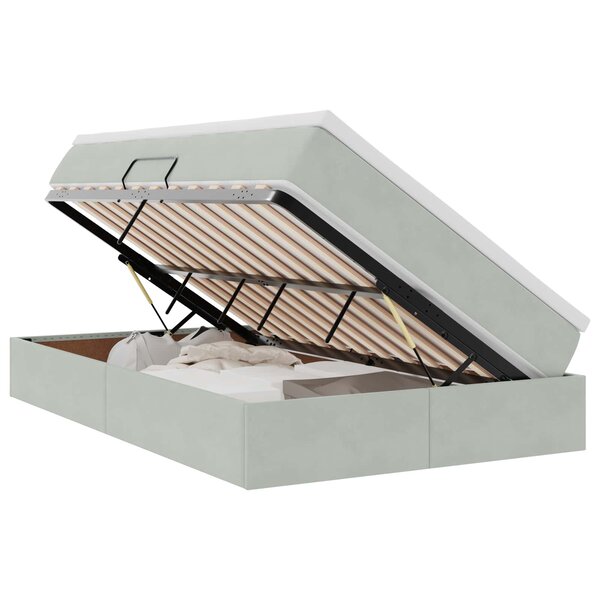 vidaXL Lit avec rangement et matelas Gris clair 120 x 190 cm Velours
