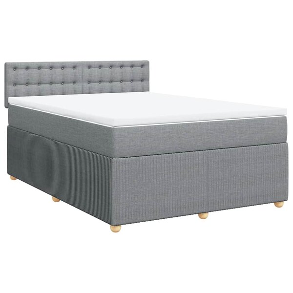 vidaXL Sommier à lattes de lit avec matelas Gris clair 160x200cm Tissu