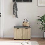 vidaXL Banc d'entrée avec coussin Chêne Sonoma 60 x 38 x 46 cm