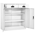Armoire de bureau rangement durable avec 2 étagères réglables 90 x 40 x 102 cm en acier blanc 02_0046907