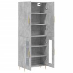 vidaXL Buffet haut Gris béton 69 5x34x180 cm Bois d'ingénierie