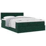 vidaXL Cadre de lit ottoman avec matelas vert foncé 140x200 cm velours