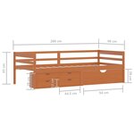 vidaXL Cadre de lit avec tiroirs et armoire Marron miel Pin 90x200 cm