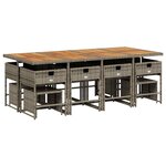 vidaXL Ensemble à manger de jardin coussins 13 Pièces gris résine tressée