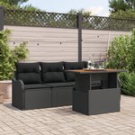 Ensemble de canapés de jardin de 5 pièces avec coussins Noir Poly Rattan