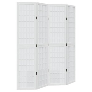 vidaXL Cloison de séparation 4 panneaux blanc bois de paulownia massif
