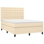 vidaXL Sommier à lattes de lit et matelas et LED Crème 140x200cm Tissu